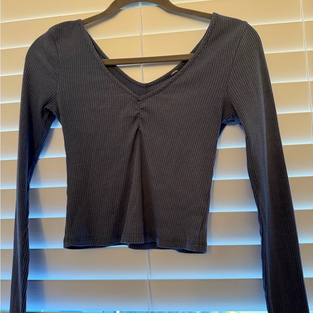 PacSun Blue Ruched Crop Blouse